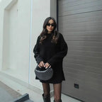 סט שני חלקים סרוג חולצת אובר סייז וחצאית מיני - יעלה