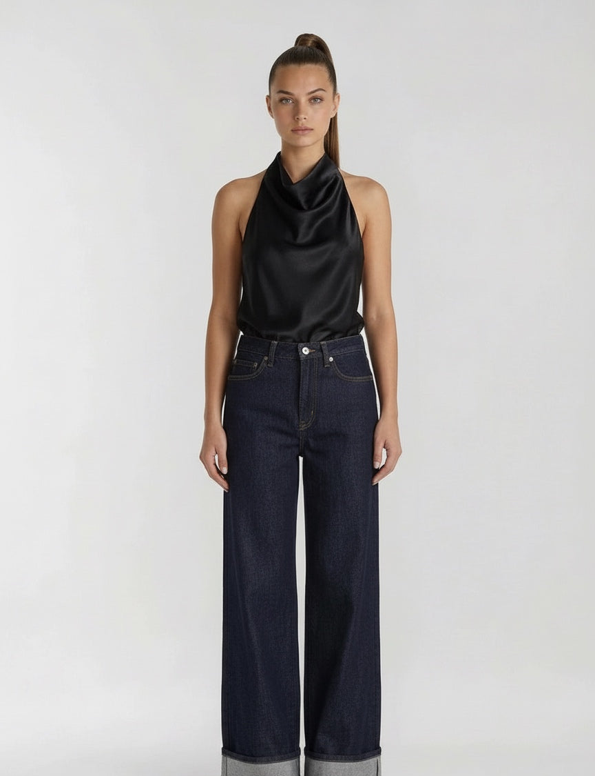 חולצה סאטן גב פתוח