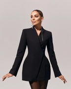 סט שני חלקים אלגנטי בלייזר וחצאית מקסי שיפון - אנסטסיה