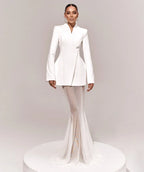 סט שני חלקים אלגנטי בלייזר וחצאית מקסי שיפון - אנסטסיה