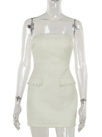 שמלת מיני סטרפלס בד ארוג + בלייזר קצר - ליאו