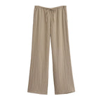 חליפת פשתן שני חלקים חולצת קשירה ומכנסיים ארוכים - אווה