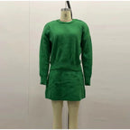 סט שני חלקים סרוג חולצת אובר סייז וחצאית מיני - יעלה