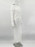 סט סריג שני חלקים חולצת כתפיים חשופות וחצאית מקסי - אילונה