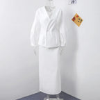 סט שני חלקים צמרי בעיצוב מלכותי חצאית מידי ובלייזר - Reina