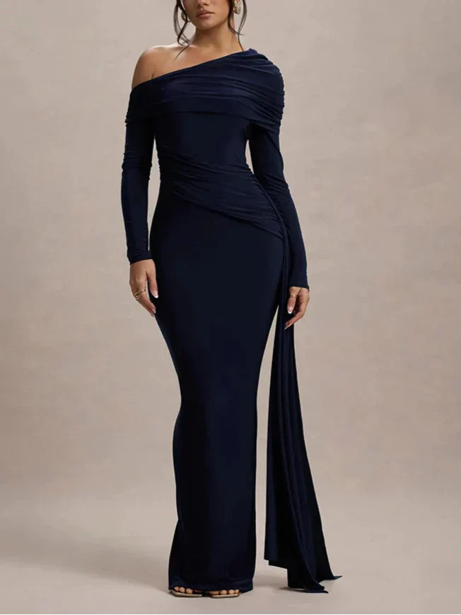 Abbey שמלת מקסי אלגנטית עם שרוולים ארוכים