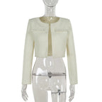 שמלת מיני סטרפלס בד ארוג + בלייזר קצר - ליאו