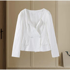 סט שני חלקים אלגנטי חצאית מידי ובלייזר בעיצוב מחויט ויוקרתי - PAS