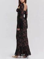 Gladys שמלת מקסי תחרה מחטבת