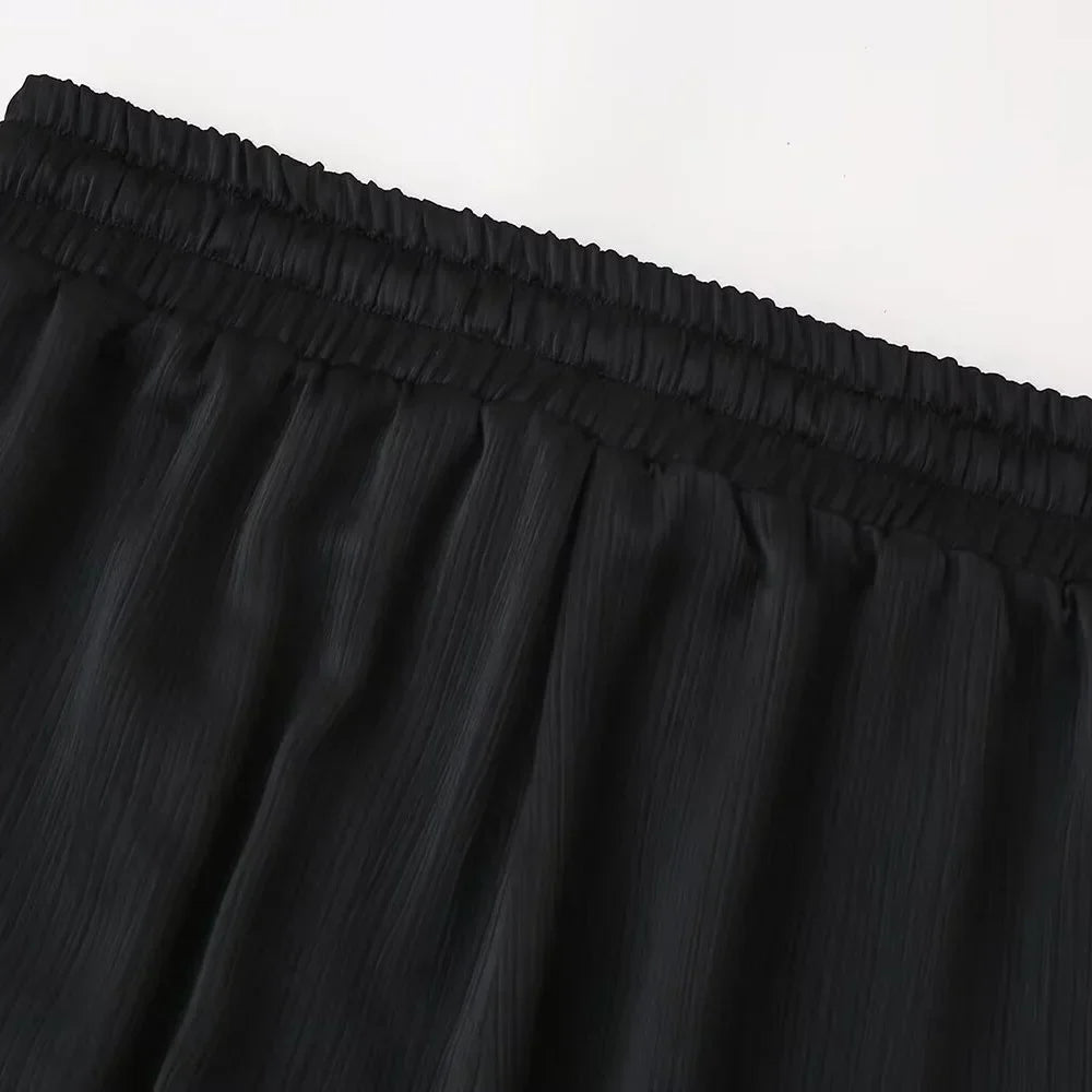 חליפת שני חלקים בד קרפ מבריק נעים מכנסיים ארוכים ובלייזר - ריקה