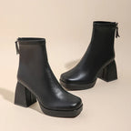 Mills מגפוני דמוי עור עם עקב