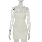 שמלת מיני סטרפלס בד ארוג + בלייזר קצר - ליאו