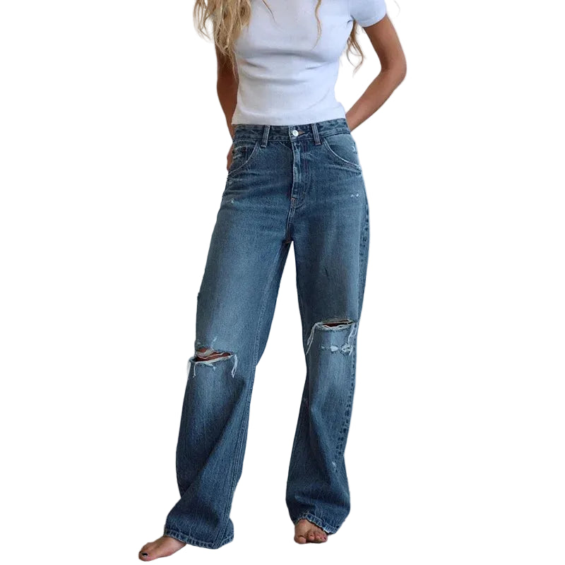 ג'ינס גזרה רחבה מראה משופשף