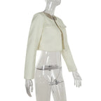 שמלת מיני סטרפלס בד ארוג + בלייזר קצר - ליאו