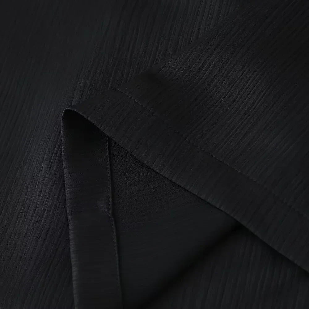 חליפת שני חלקים בד קרפ מבריק נעים מכנסיים ארוכים ובלייזר - ריקה