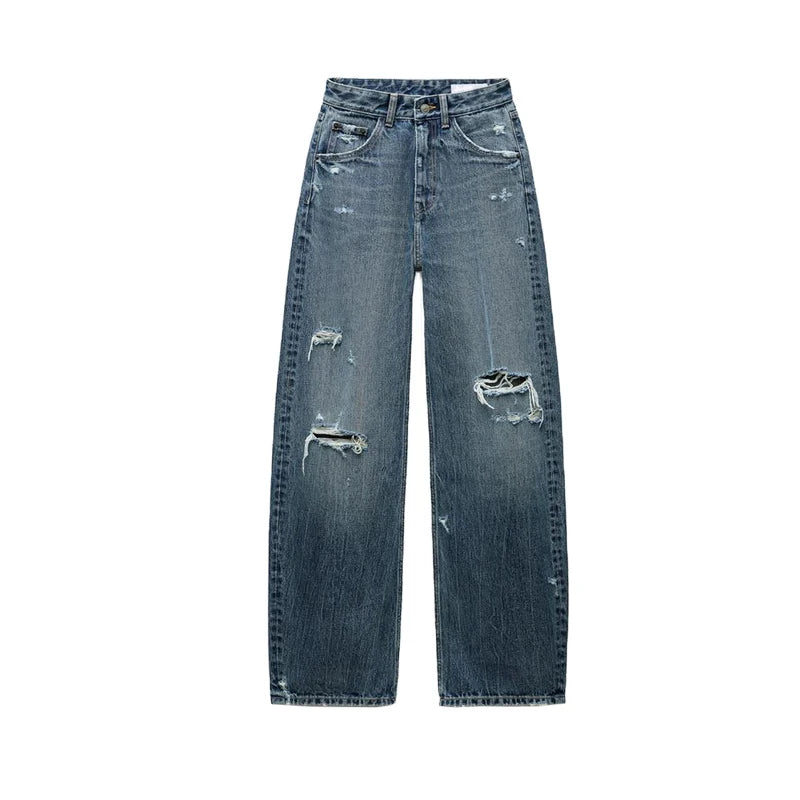 ג'ינס גזרה רחבה מראה משופשף