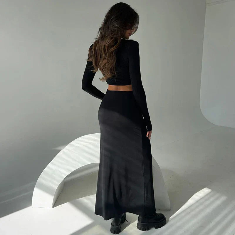 סט שני חלקים טופ וחצאית מקסי - באדי