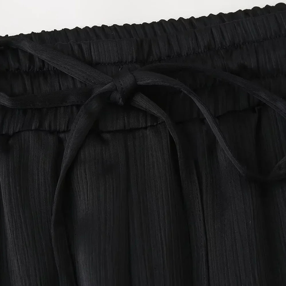 חליפת שני חלקים בד קרפ מבריק נעים מכנסיים ארוכים ובלייזר - ריקה