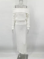 סט סריג שני חלקים חולצת כתפיים חשופות וחצאית מקסי - אילונה