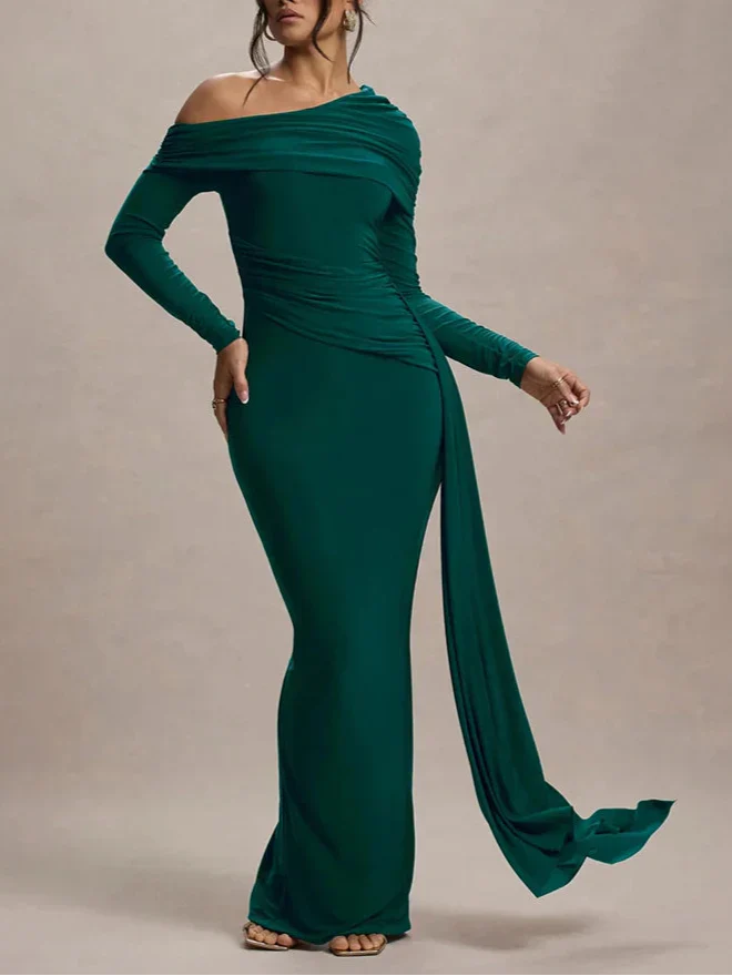 Abbey שמלת מקסי אלגנטית עם שרוולים ארוכים