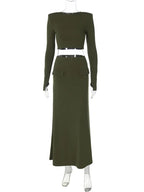 סט שני חלקים טופ וחצאית מקסי - באדי