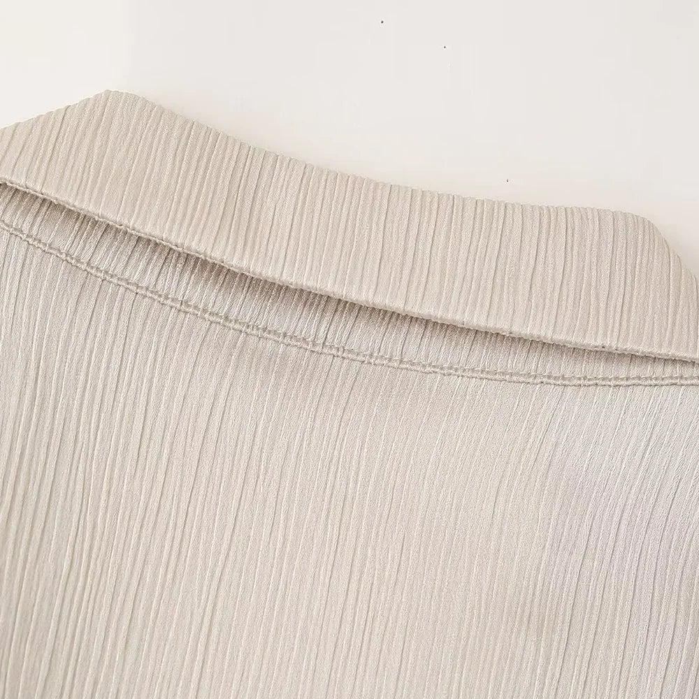 חליפת שני חלקים בד קרפ מבריק נעים מכנסיים ארוכים ובלייזר - ריקה