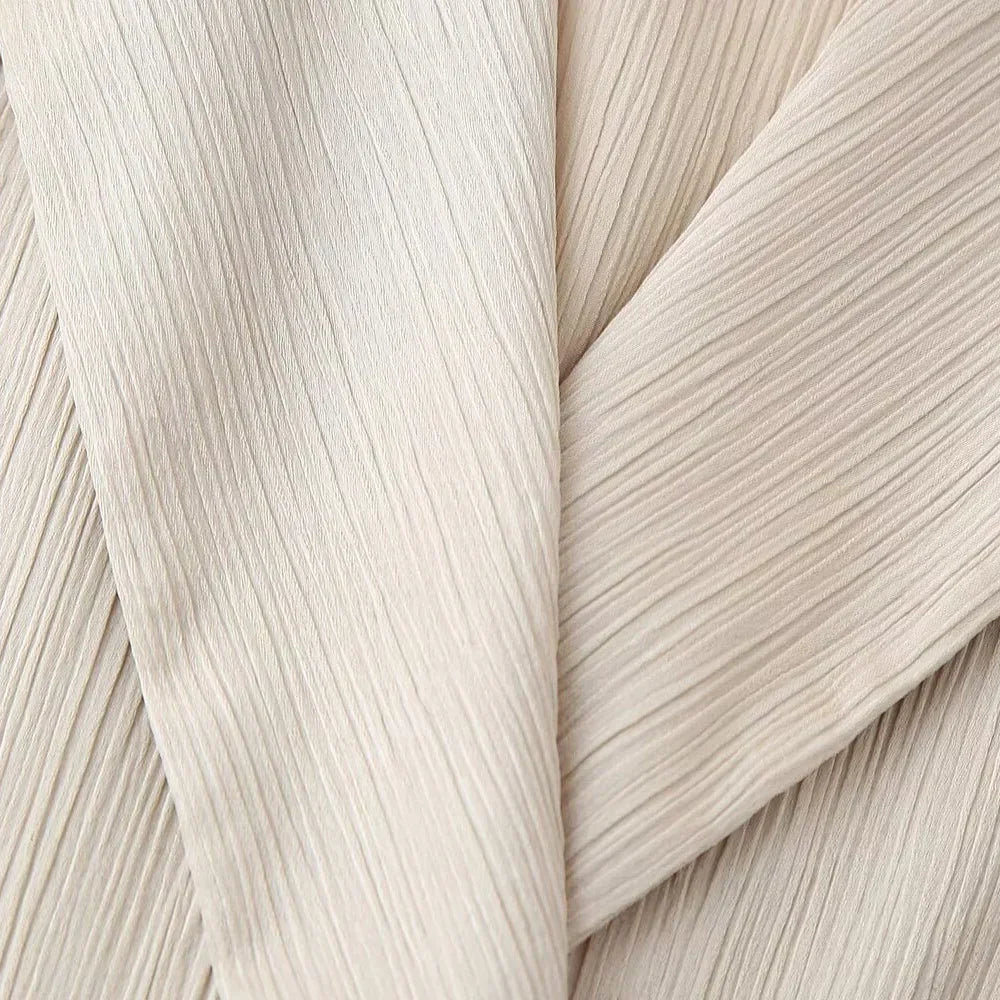 חליפת שני חלקים בד קרפ מבריק נעים מכנסיים ארוכים ובלייזר - ריקה