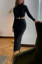 Rios שמלת ערב מקסי מחטבת עם חיתוך בטן