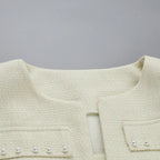 שמלת מיני סטרפלס בד ארוג + בלייזר קצר - ליאו