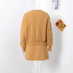 סט שני חלקים סרוג חולצת אובר סייז וחצאית מיני - יעלה