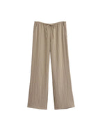 חליפת פשתן שני חלקים חולצת קשירה ומכנסיים ארוכים - אווה