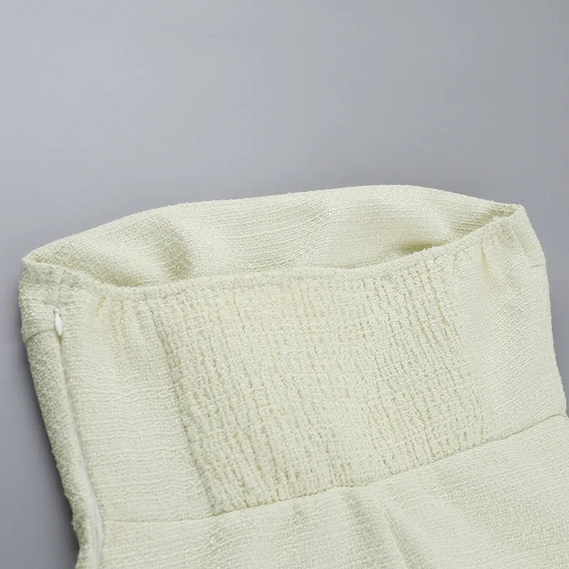 שמלת מיני סטרפלס בד ארוג + בלייזר קצר - ליאו