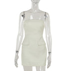 שמלת מיני סטרפלס בד ארוג + בלייזר קצר - ליאו